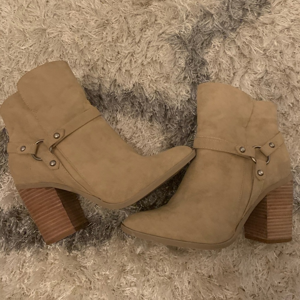 Tan ankle booties with heel